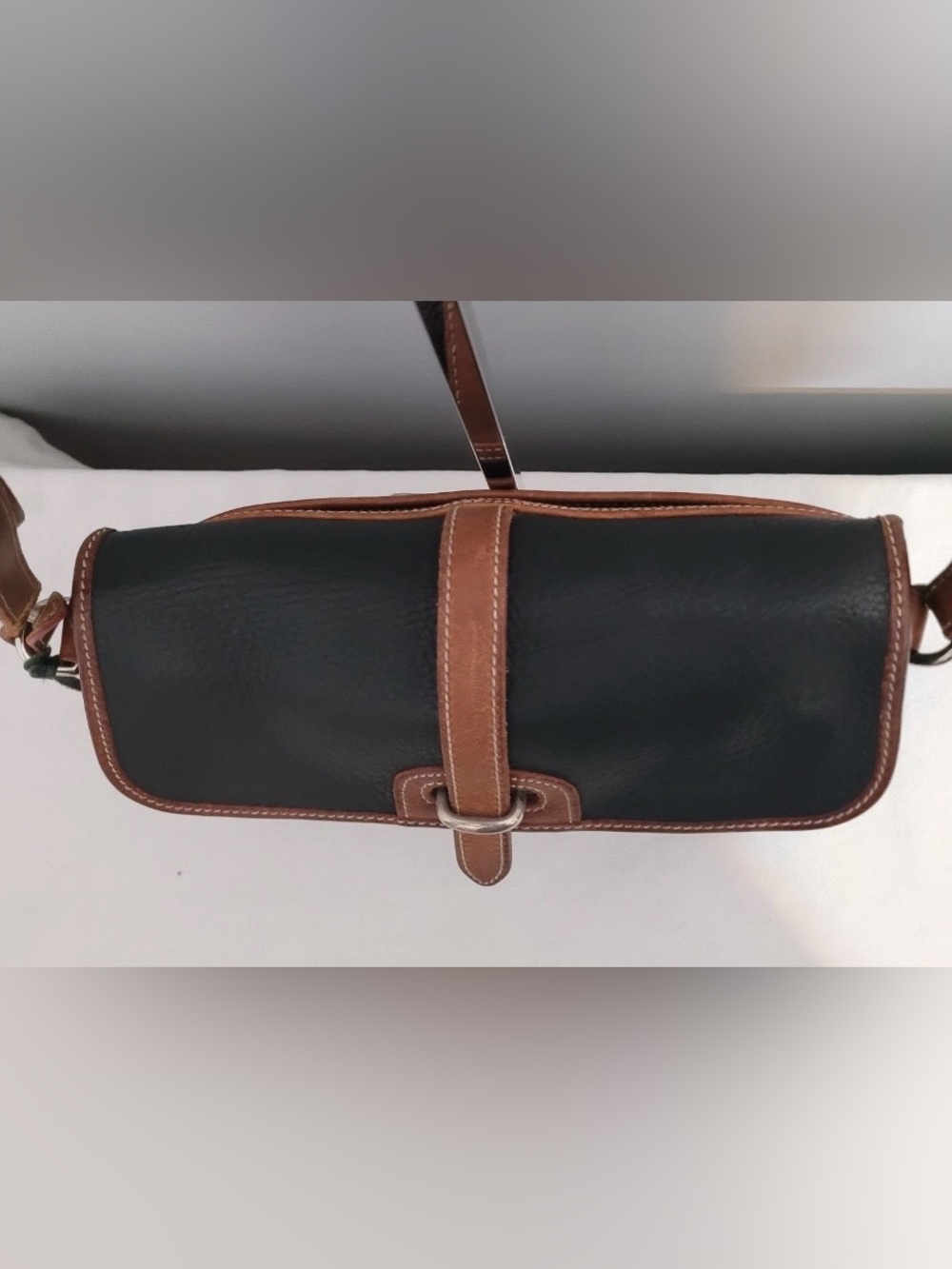 Vintage Dooney & Bourke AWL Black & Brown Leather Crossbody Bag - Picture 13 of 16